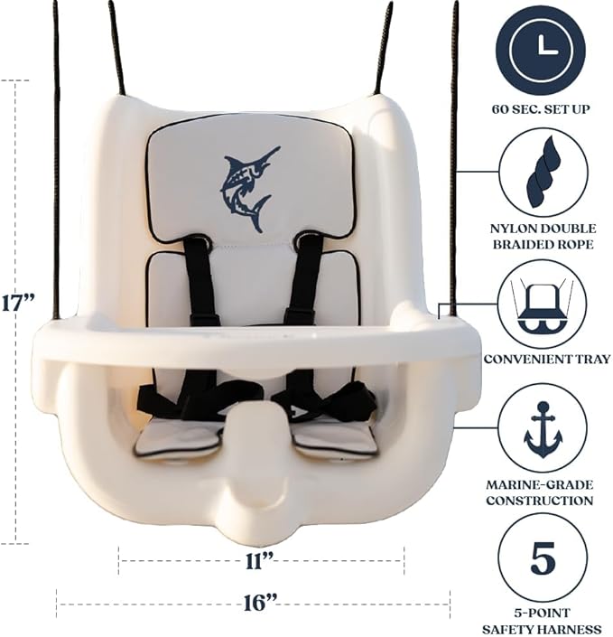 SearocK Marine-Grade Baby Swing Seat – Outdoors for Boats, Porches, Swing Sets – Heavy-Duty for Ages 6 Months to 4 Years