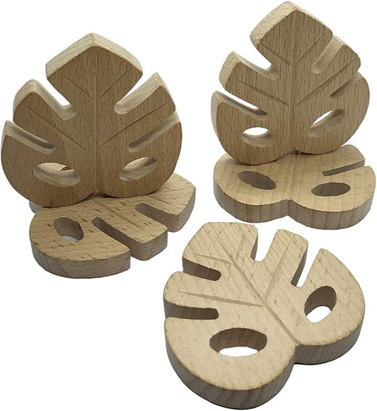 5pcs Lovely Cartoon Wood Leaf Pure Natural Animal Shape Beech Wooden Handmade DIY Necklace Pendant (5pcs)