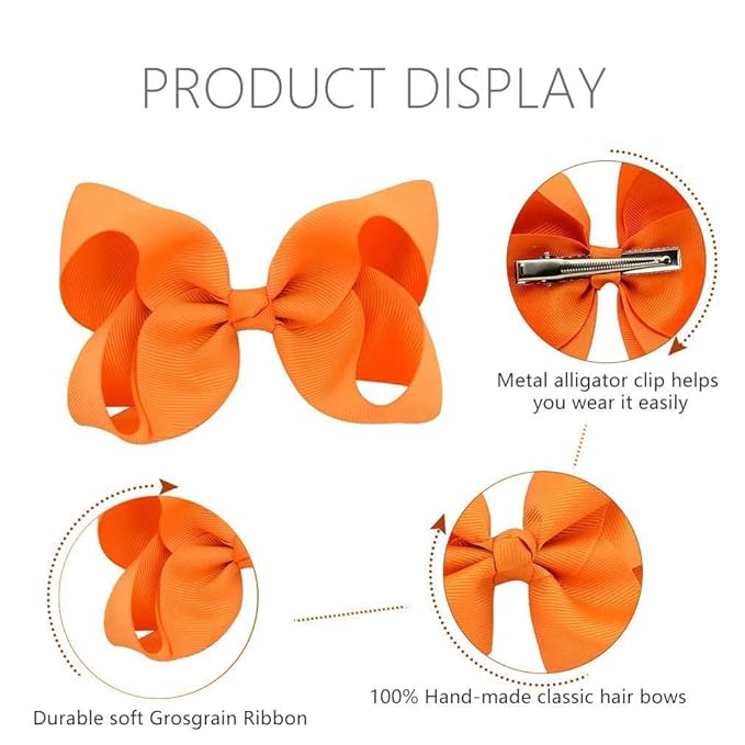OAOLEER Hair Bow Clip, 20 Colors 3 Inch Grosgrain Ribbon Bows Hair Alligator Clips Hair Barrettes Hair Accessories for Girls Toddler Infants Kids Teens Children