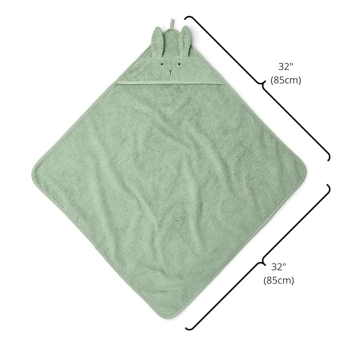 Hooded Baby Towels - Organic Cotton Baby Bath Towels, 32" x 32" Super-Soft and Absorbent Baby Towels for Newborn 2-Pack (TW Bear Fog/R. Roman Green)