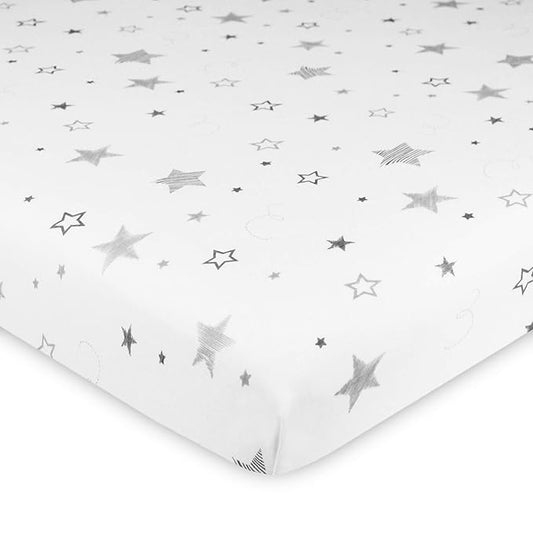 TL Care 100% Natural Cotton Fitted Pack and Play Sheet 39" x 27" - Soft & Breathable Pack N Play Sheet for Playpen, Playard & Mini Crib Mattress, Super Stars, for Boys & Girls