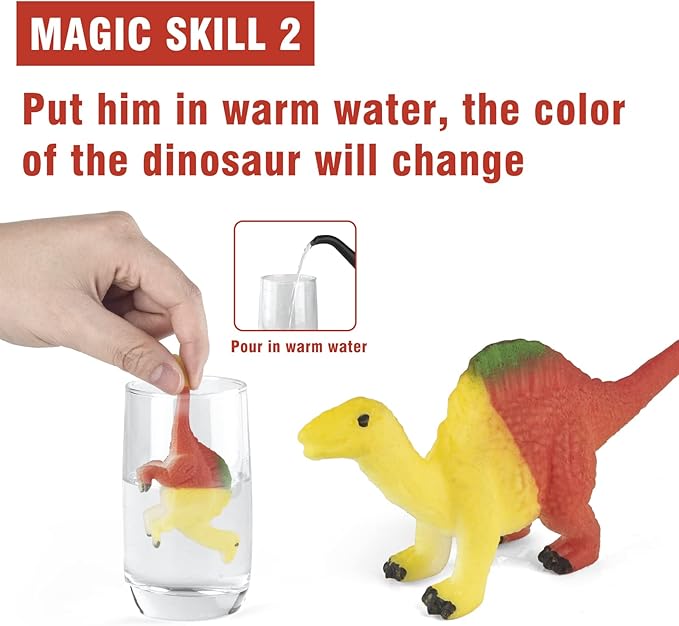 Color Changing Dinosaur Toys,15 Pieces Changing Color Dinosaur Set,Mold Free Bath Toys,Great Gift for Kids Boys and Girls,for Easter Egg Fillers,Goodie Bags Fillers,Themed Party