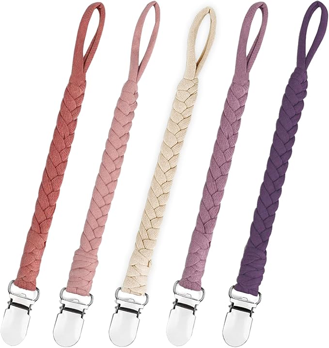 Braided Pacifier Clip for Boys & Baby Girl, Binky Clips Pacifier Holder 100% Handmade Teething Straps Unisex Design