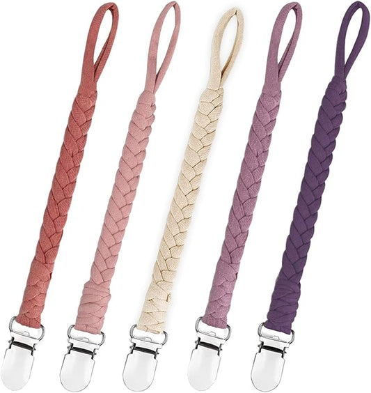Braided Pacifier Clip for Boys & Baby Girl, Binky Clips Pacifier Holder 100% Handmade Teething Straps Unisex Design