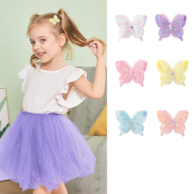Hair Clips Butterfly Hair Clip Glitter Butterfly Hair Clips Kids Clips for Birthday Christmas Children's Day Gift (white)