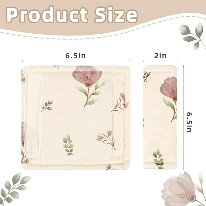 SWESEN Baby Car Seat Strap Covers, Soft Car Seat Strap Shoulder Pads for Baby Girls, Double-Sided Use carseat Straps Covers for Stroller, Car Seats, Pushchair, Florals