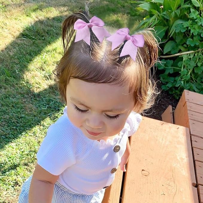 30pcs Baby Girls Grosgrain Ribbon Hair Bows Alligator Hair Clips 2.5 inch Toddlers Kids Handmade Pigtail Ponytail Hair Accessories, 15 Colors in Pairs