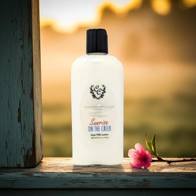 Curley's Creek Goat Milk Lotion | Handmade Natural Skincare | 4 ounce & 8 ounce 4 ounce, Sunrise on the Creek (Clean)