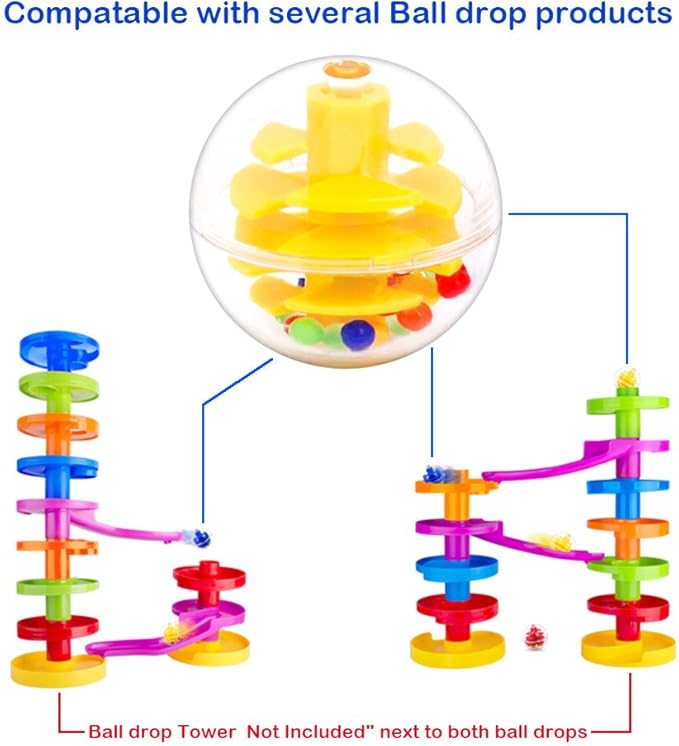 WEofferwhatYOUwant 6 Ball Drop Rattle Balls – Replacement Set for Toddlers | 1.8” Large Clear Plastic Activity Balls | Safe Durable Sensory STEM Toy Add-On Compatible with Ball Drop Tower