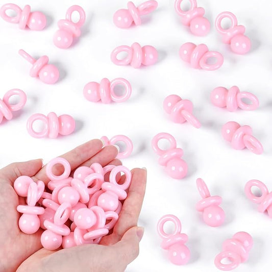 36 PCS Plastic Pacifiers for Baby Shower Game Girl, 1.75 Inch Cute Baby Shower Pacifiers for Decoration DIY, Gender Reveal Table Scatter, Pacifier Hunt Games, Party Favors(Pink)