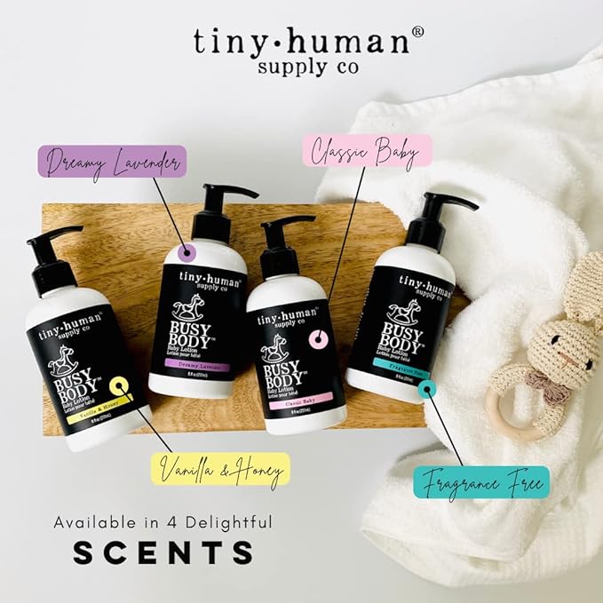 Tiny Human Supply Co Busy Body Baby Lotion 8oz, 2 Pack, Classic Baby, Natural Ingredients, No Added Dyes, Parabens or Phthalates