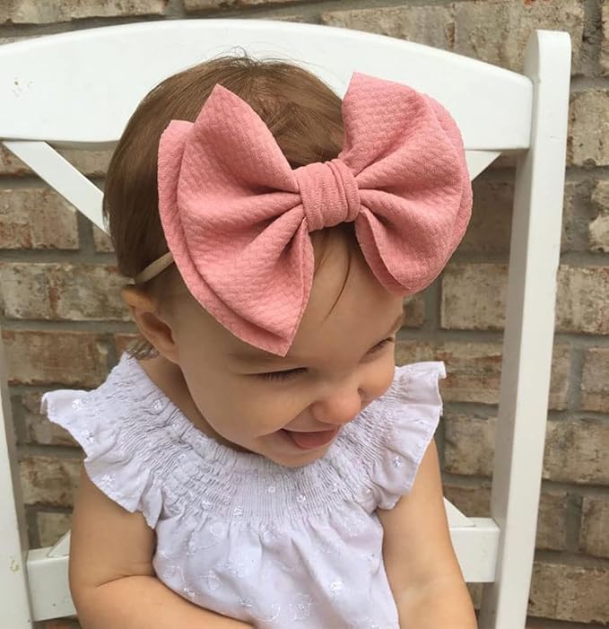 Baby Girl's 5 Inches Soft Double Bow-knot Nylon Headband Toddler Headdress for Photography Party Festivals (Lavender)