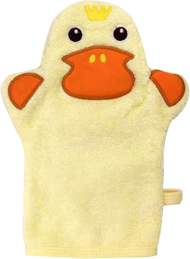 JN&LULU Baby Organics Bath Mitt Toddlers Bath Cotton and Soft Scrub Bathing Loofah Baby Shower Gifts (Duck)