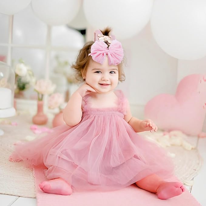 Baby Girls Headbands Bows Newborn Lace Hair Bow Hair Accessories for Infant Baby Girls Headband Toddler Black White Light Pink 3Pcs