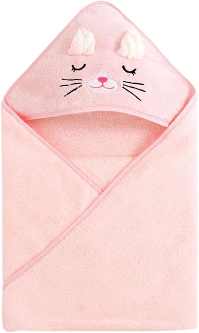 Hooded Baby Towel, Baby Bath Towel Hooded Bath Blanket, Baby Cotton Animal Face Hooded Towel, Absorbent Coral Fleece Hooded Baby Bath Shower Towel Gifts for Infant Newborn Toddlers, 31 * 31in