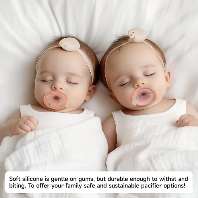 Garkoko Baby Pacifiers 0-6 Month, Soft Silicone Newborn Pacifiers with Large Air Holes, BPA Free, Set of 2 in Thumb & Breast-Like Shape