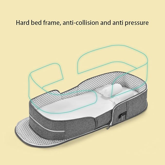 Folding Baby Travel Bassinet Portable Lightweight Travel Crib Baby Bed Co- Sleeper for Baby in Bed with Canopy and Mosquito Net (Pink, with Sunshade)