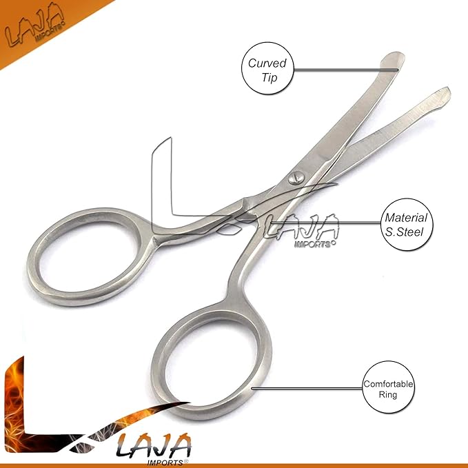 Baby Nail Scissors With Rounded Probe Tip Curved - Stainless Steel for Educational Use