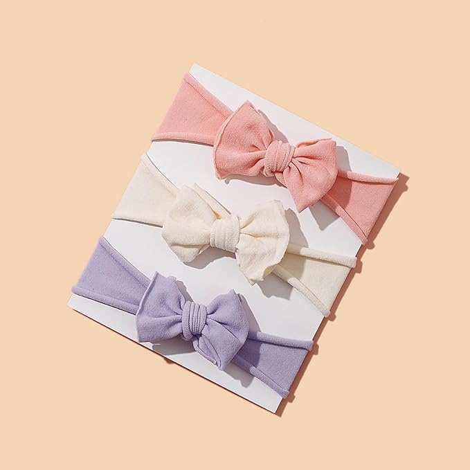 6pcs Baby Girl Hairbands, Soft Nylon Headbands with Knot Baby Bows, Stretchy Hair Accessories for Newborn Infant Toddlers Kids(Multicoloured)