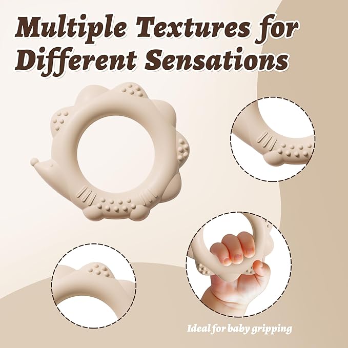 NCVI 4 Pack Silicone Teething Rings Set for Babies 0-6 Months, Baby Teething Toys with Ridges, Small Teethers for Infant 6-12 Months, BPA-Free Teething Relief Baby Chew Toys