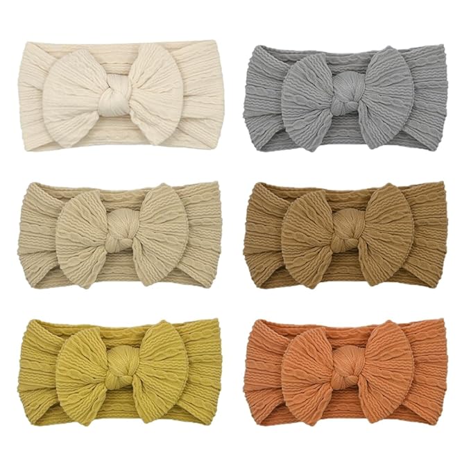 Rust Baby Headbands Bows, Brown Nylon Headband Bow for Baby Girls Infant Head Wraps Newborn Toddler Unisex Gifts(03H-05)