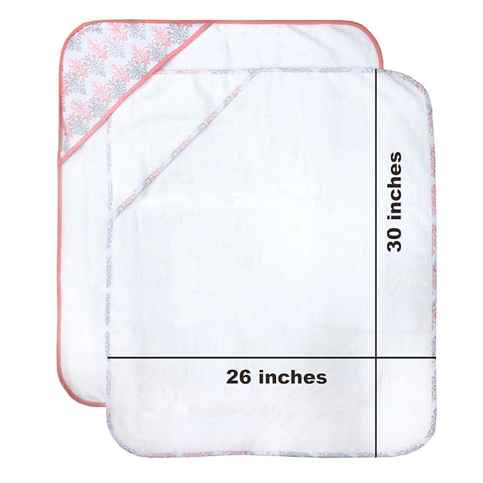 2 pack Baby Hooded Towel Set - Pink Trim
