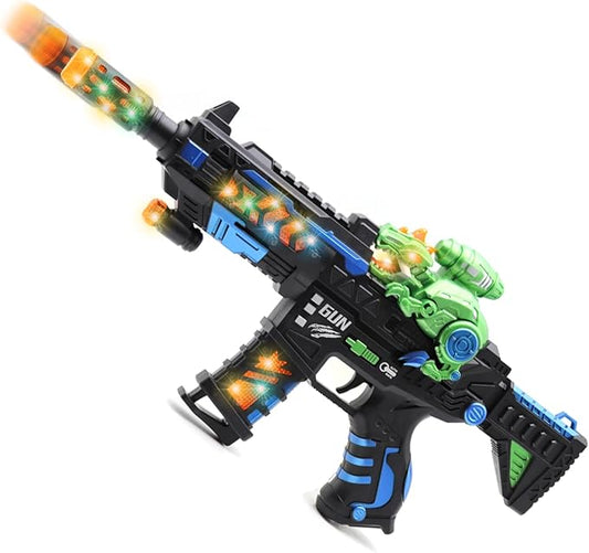 DaoDaoZhu Dinosaur Light Up Toy Gun with Sound Effects, Noise-Making Gun Toys for Kids Indoor/Outdoor Play & Halloween Costume, Christmas Birthday Dinosaur Gifts for 3 4 5 6 7 Year Old Boys Toddlers