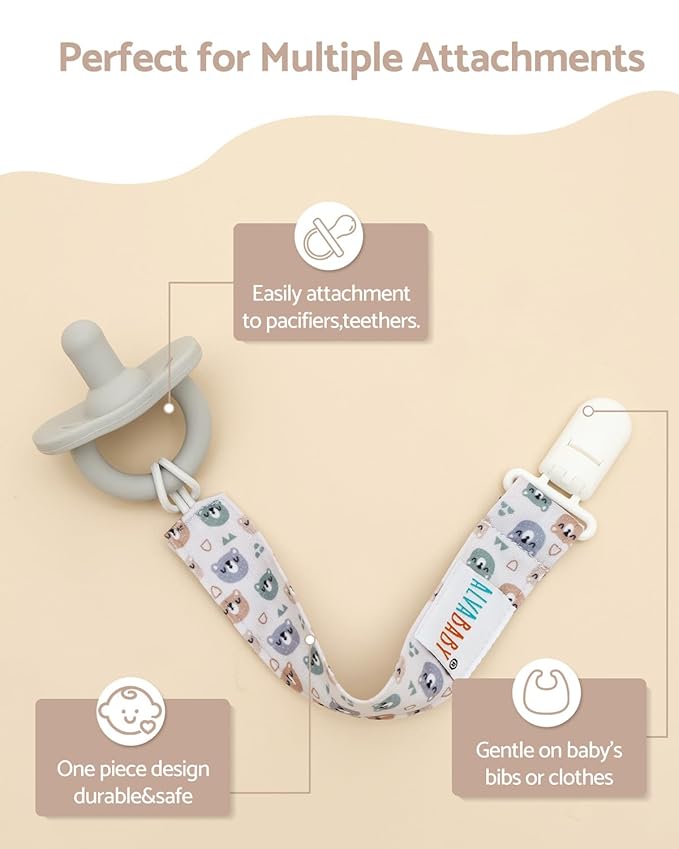 ALVABABY Pacifier Clips 8 Pack Pacifier Binky Paci Holder Leashes for Baby Teethers 8DP18A