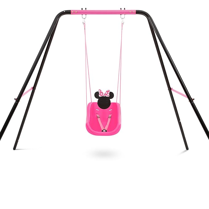 Disney Minnie Mouse 2-in-1 Outdoor Swing by Delta Children – for Babies and Toddlers – Full Bucket Seat