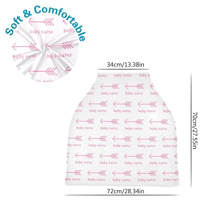 Personalized Baby Car Seat Cover for Babies, Custom Name Baby Car Seats Canopy for Girls, Nursing Breastfeeding Stroller Covers for Infant Newborn, Shower Gift (Arrow Pink)