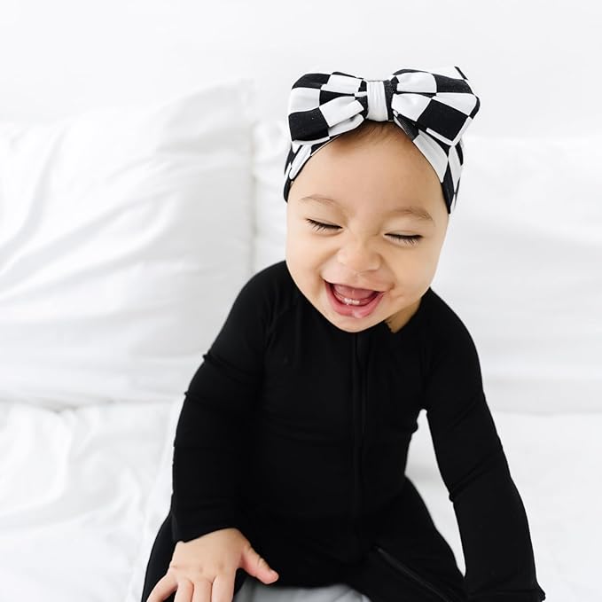 Little Sleepies Luxe Bow Headband, Checks