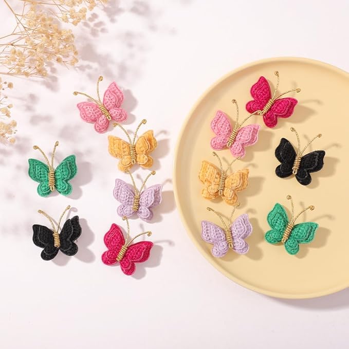 2 Pcs Butterfly Hair Bow Girl, Kid's Cute Hair Clips Barrettes Accessories for Infants Toddlers Baby Kids Fine Hair (Yellow)
