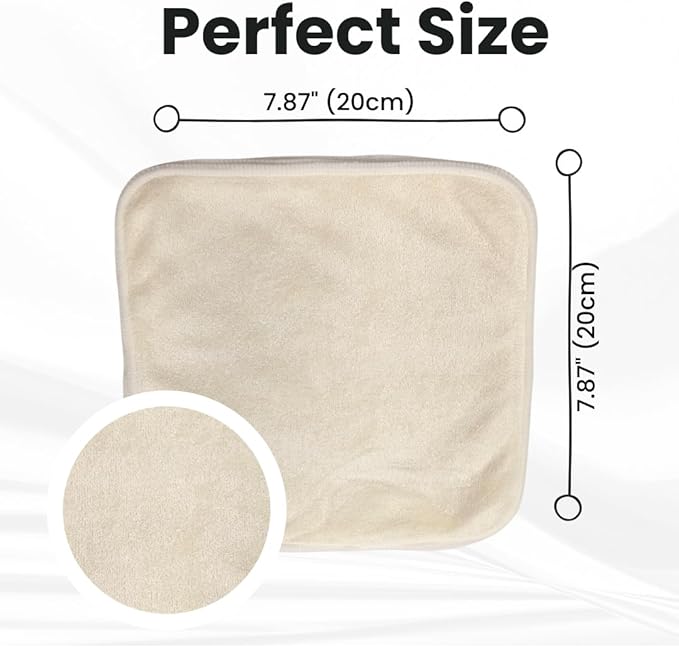 Baby Washcloths 6-Pack, Ultra Soft Viscose, 7.87 x 7.87 inches, 2-Layer Deluxe, Super Absorbent, Machine Washable, Newborn Bath Towels, Infant Shower, Gentle on Skin, Face Wash Cloths for Babies