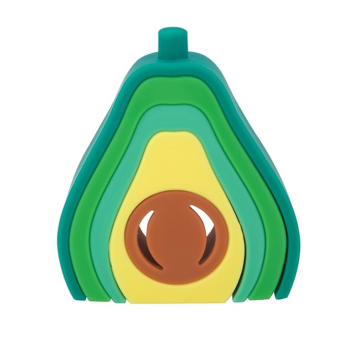 Nuby Soft Silicone Stackable Avocado Interactive Toy - 5-Piece Toddler Stacking Toy for Early Development - 12+ Months