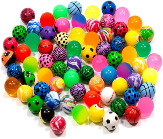 KISEER 100 Pieces Assorted Colorful Bouncy Balls Bulk Mixed Pattern High Bouncing Balls for Kids Party Favors, Prizes, Birthdays Gift (28 mm)