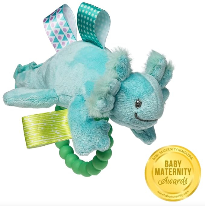 Taggies Soft Baby Rattle with Soothing Teether Ring and Sensory Tags, 6-Inches, Fizzy Aqua Axolotl