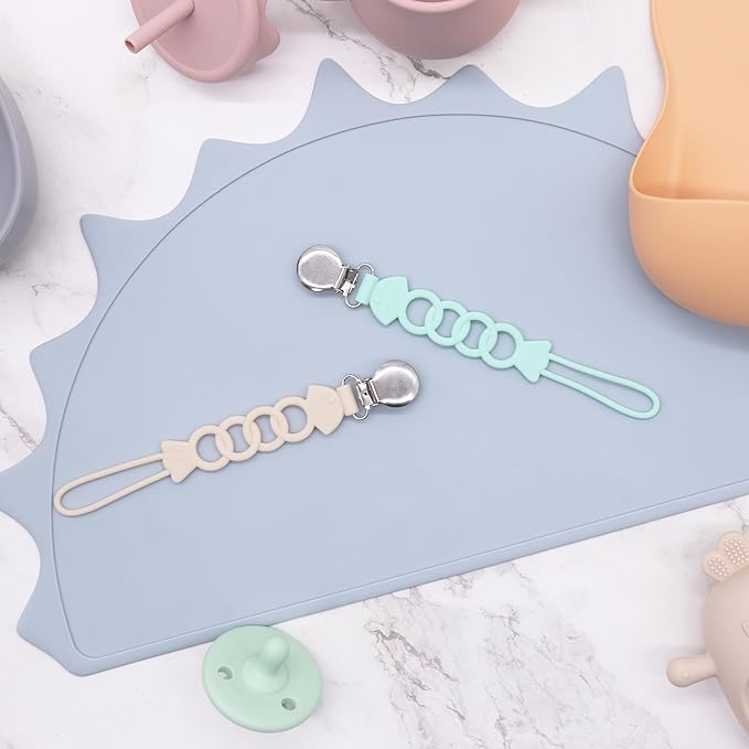 Pacifier Clip for Baby Boy Girl Pacifier Holder Silicone Pacifier Clips for Boys Girls Newborn Birthday Baby Shower Soothie - Set of 2 with Metal Clip (Fish)