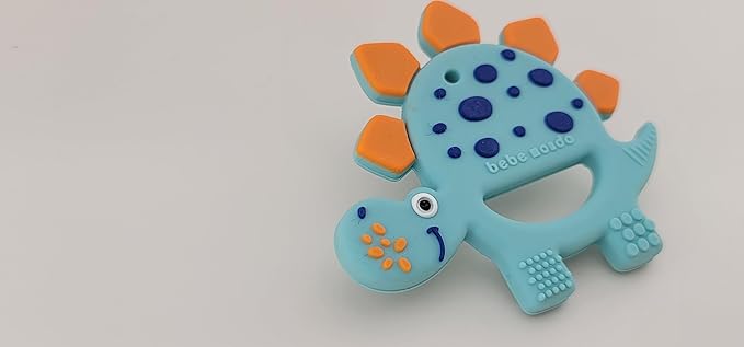 Bebe Mondo Dinosaur Baby Teething Toys 3–6 6–12 Months, Teethers for Babies 0–3–6–12 Months for Teething Relief, Baby Gift, Baby Teether Toys, Silicone Sensory Infant Toys, Soft-Textured- Turquoise