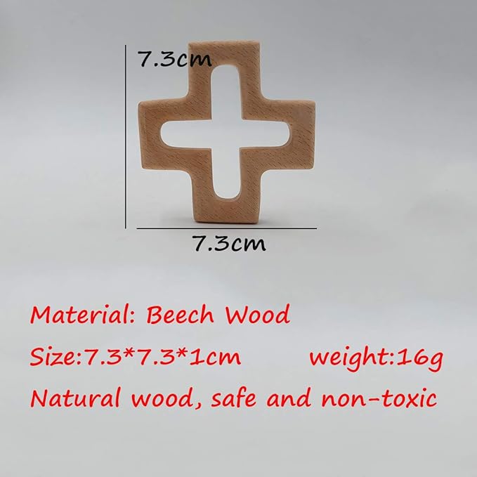 2pcs Organic Wood Cross Pure Natural Animal Shape Children's Toys Beech Wooden Handmade Grasping Pattern DIY Beading Chain Pendant
