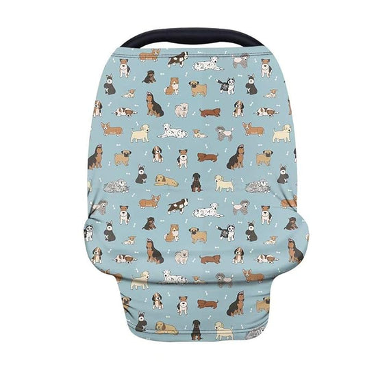 Forchrinse Cute Puppy Dog Animal Pattern Carseat Cover for Baby,Stretchy Infant Car Seat Canopy,Nursing Cover Mom Privacy Breastfeeding Scarf,Soft High Chair,Shopping Cart,Stroller Cover