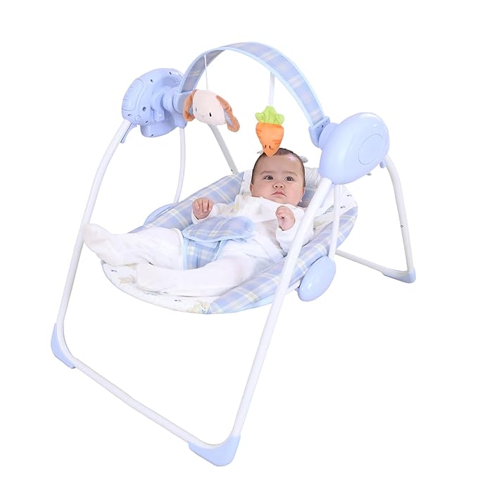 Baby Swing for Infant,Newborn Swing with Music,5 Speed Levels,Timing Setting,Soft Cushion,Foldable Infant Swing for Indoor Outdoor Use 0-9 Months