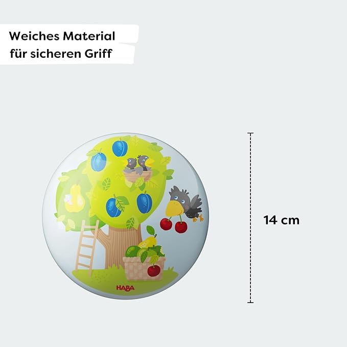 HABA 2012752001 Play Ball Toddler Toys for Children from 2 Years with Colourful Fruits 14 cm with Valve for Indoor and Outdoor Use