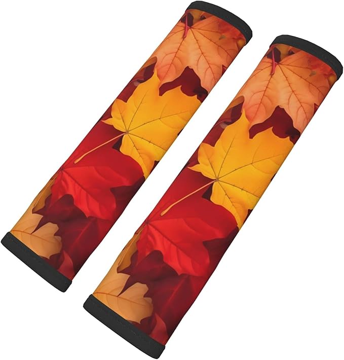 Autumn Leaves Print Seatbelt Pads Fits Cars Trucks SUV Sedans Sweat Absorption Car Seatbelt Strap Cover, Fall Auto Interior Accessories Protector