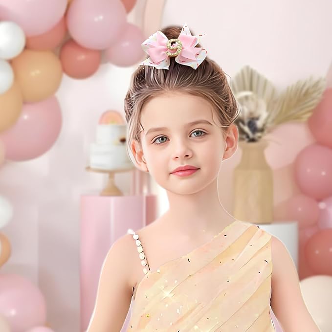 YanJie 1pcs 4'' Baby Hair Bow for 9 Years Old 9th Birthday Outfit Girl Birthday Decorations for Girl Glitter Infants Hair Clips Accessories with Bows