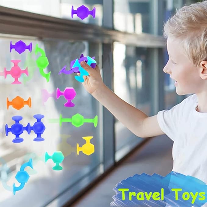 50pcs Suction Toys Easter Basket Stuffers Sensory Toys for Kids Ages 3 4 5 6 7 8 Boys Girls, Stocking Stuffers Bath Toy for Toddlers Montessori 8 Colors Slicone Travel