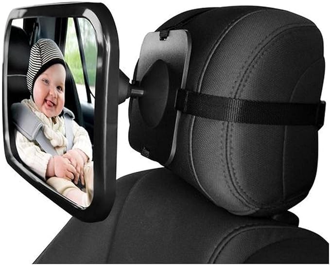 Baby Car Mirror Set, Rear View & Head Rest Mirrors - Wide View for Better Viability - Shatter Resistant Seat Safety for Infants, Children, or Toddlers