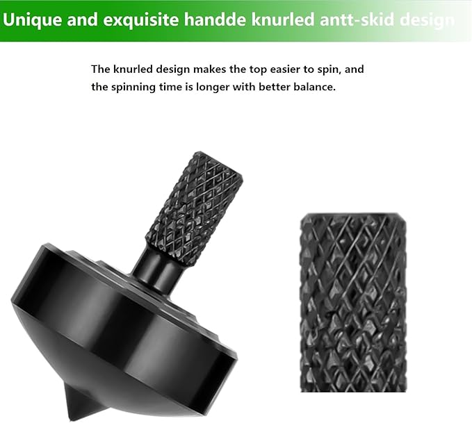 Stainless Steel Spinning Top, Precision Mini Desktop Gyroscope, Kill Time Reduce Stress ADHD Toys, Perfect Balance Gyro (Black Style 2)