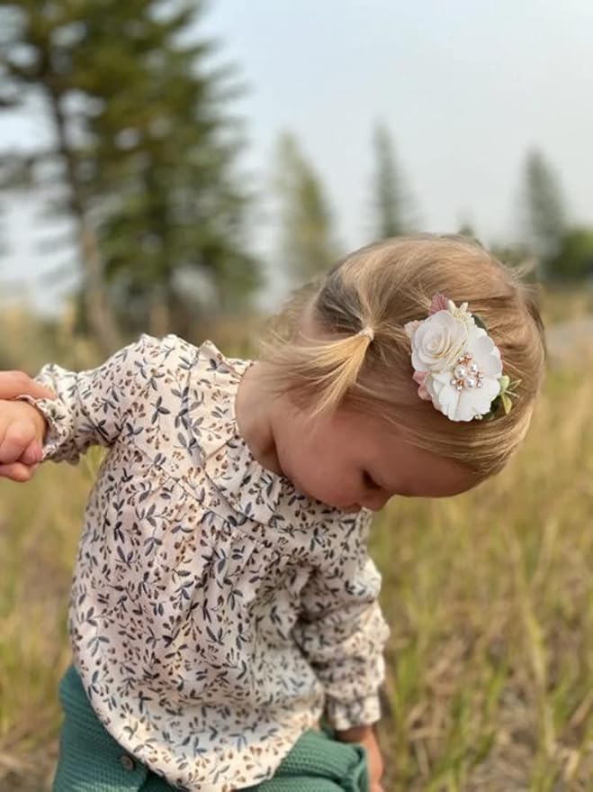 Baby Girls Floral-Hair-Clips Flower Hair-Bow-Headpiece Hair Barrettes Accessories for Baby Toddler Infant(Pack of 3)