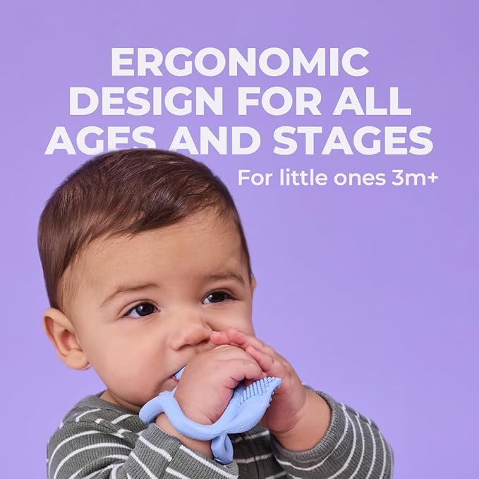b.Box + Lansinoh Wrist Baby Teether 3m+ | Food-Grade Silicone Teething Toy for Infants | Bracelet-Design for Fewer Drops, Encourages Sensory Exploration, BPA-Free, Dishwasher Safe | Blush (Pack of 2)
