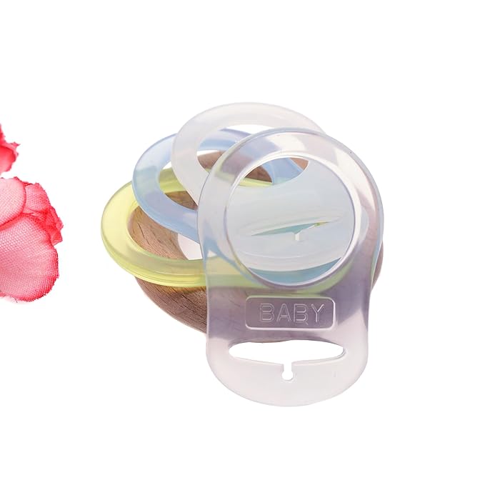 4Pcs Pacifier Adapter Rings Silicone Rings for Pacifier Clip Button Soother Dummy Pacifiers Holder Paci Clips Newborn Gift for Baby (Boy's Color)